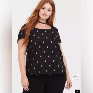 Torrid Abbey Georgette Button Back Short Sleeve Blouse‎